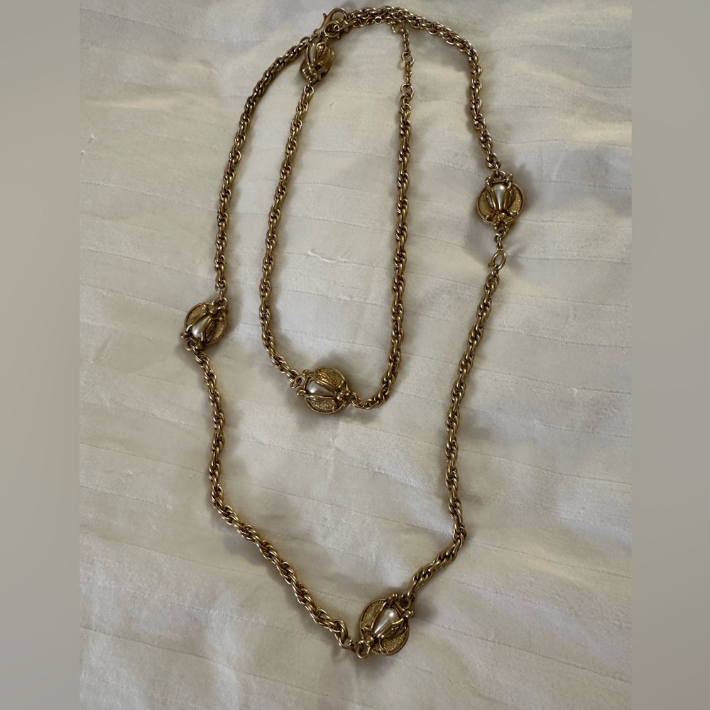 Cabi #2126 The Buzz Gold Tone Bee Scarab Chain Necklace